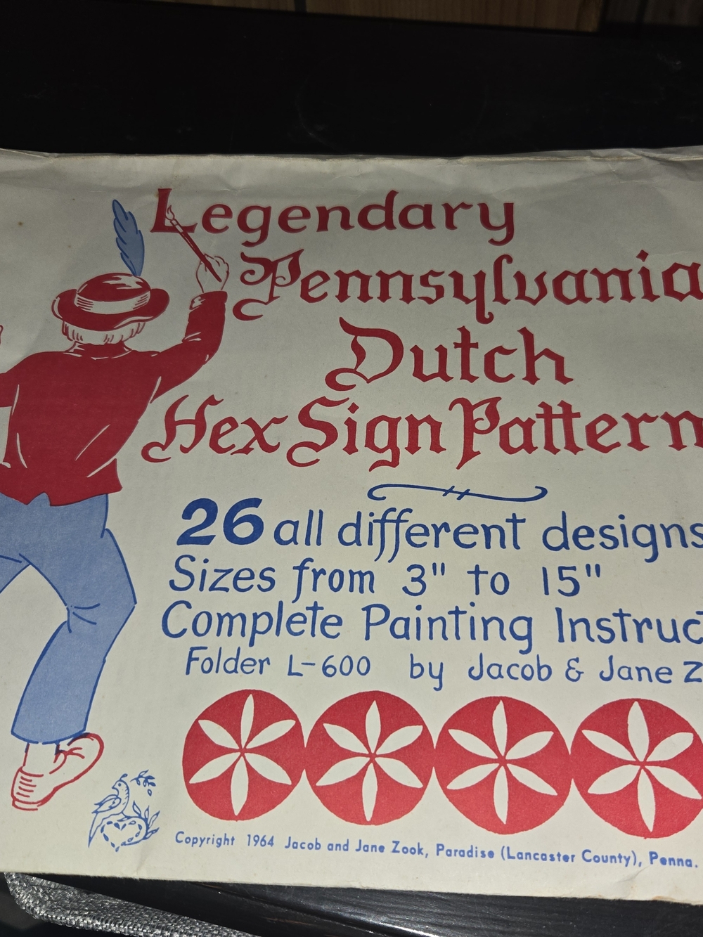 Antique Hex Sign Pattern Set - Red & Blue - Picture 1 of 4
